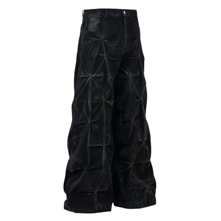 Entropy ruched black wide-leg jeans – Antithesis Society