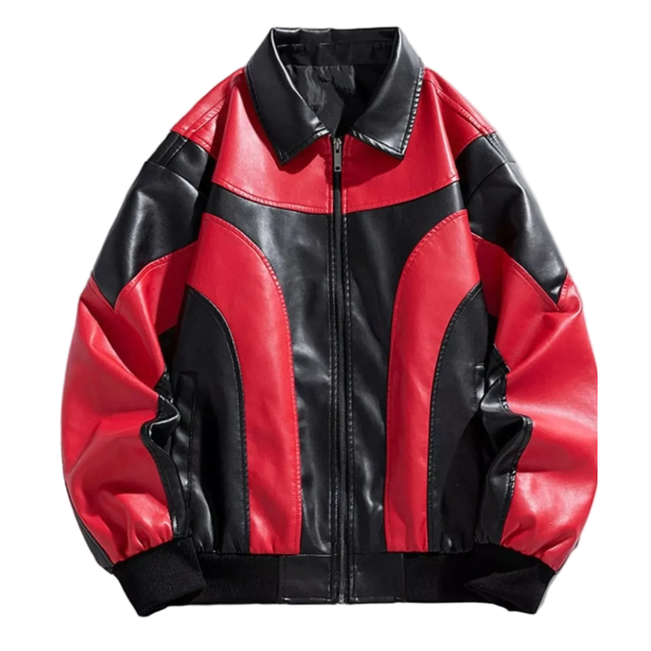 Redshift red and black two-tone faux leather jacket – Antithesis Society