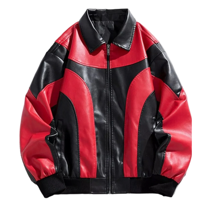 Redshift red and black two-tone faux leather jacket – Antithesis Society