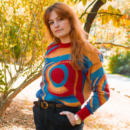 Centrifuge abstract knit sweater, view 4