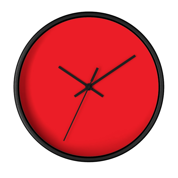 The Timeless Timepiece, solid red faceless wall clock