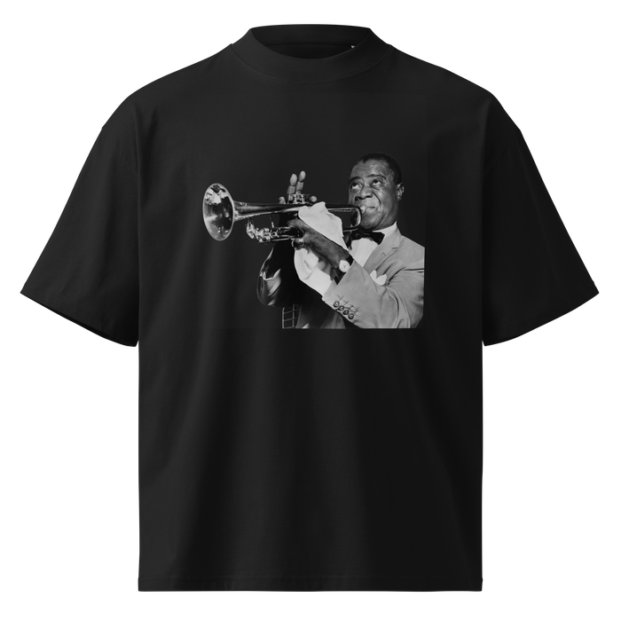 Louis Armstrong, oversized black tee with a photograph of Louis Armstrong