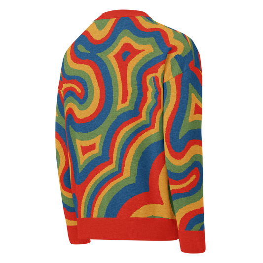 Technicolor abstract knit sweater, view 2