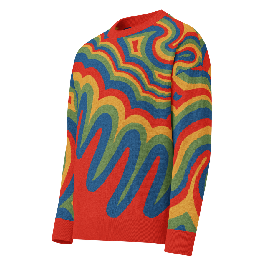 Technicolor abstract knit sweater